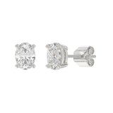 LADIES SOLITAIRE EARRINGS 2 1/2CT OVAL DIAMOND 14K WHITE GOLD