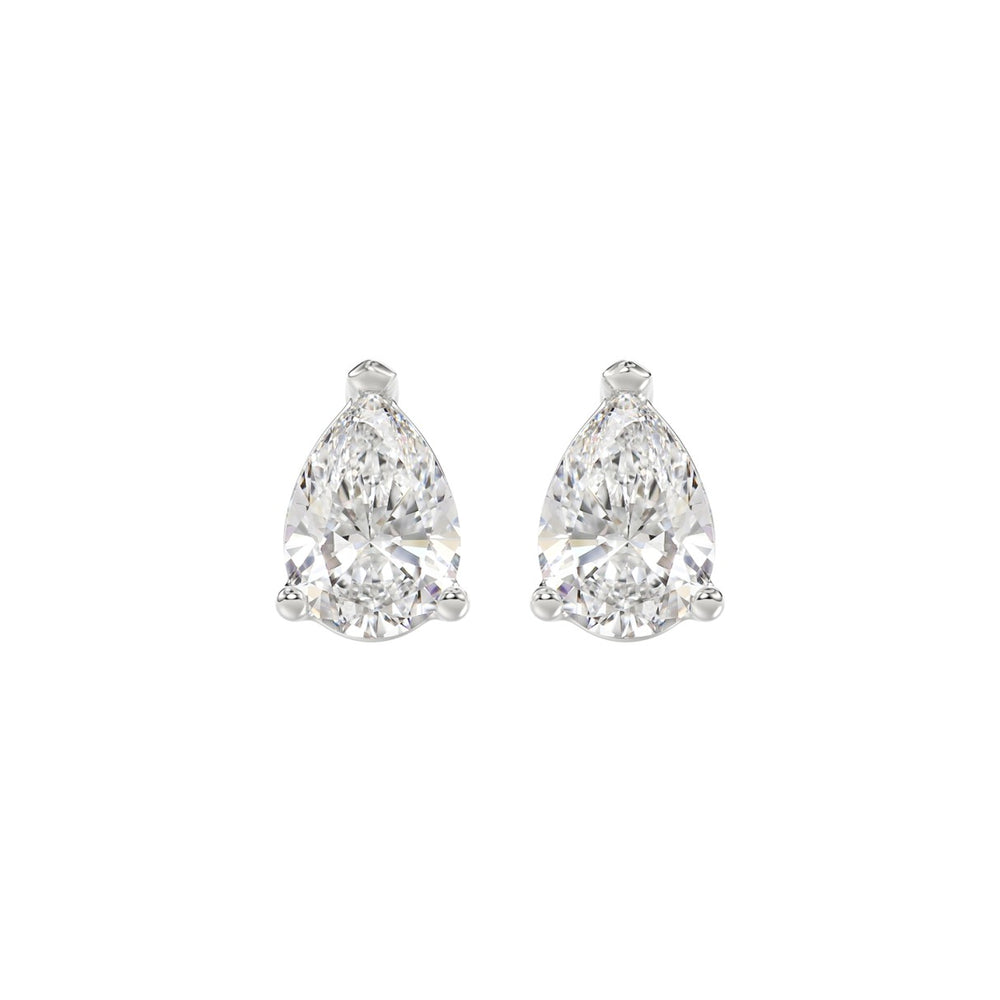 LADIES SOLITAIRE EARRINGS 2 1/2CT PEAR DIAMOND 14K WHITE GOLD