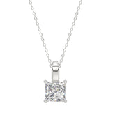 LADIES SOLITAIRE PENDANT WITH CHAIN 2 1/2CT PRINCESS DIAMOND 14K WHITE GOLD