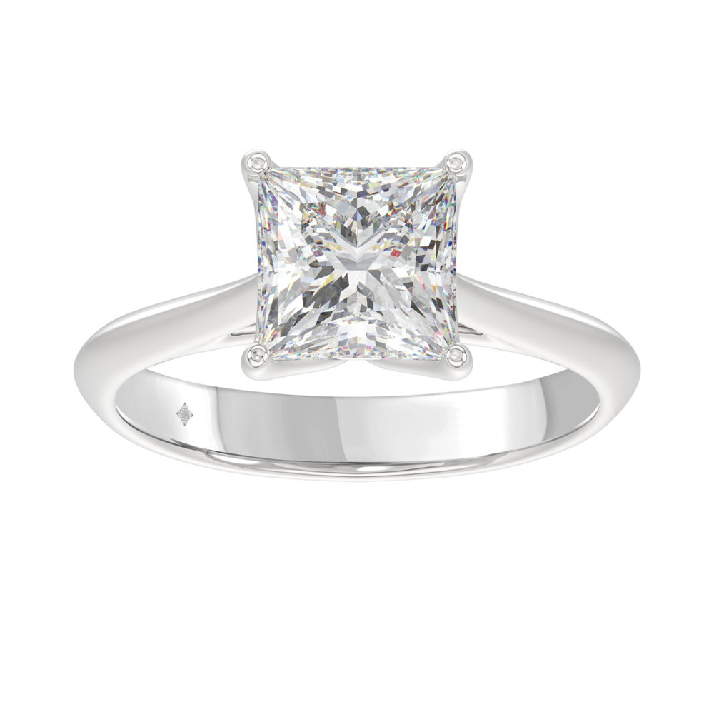 LADIES SOLITAIRE RING 2 1/2CT PRINCESS DIAMOND 14K WHITE GOLD