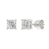 LADIES SOLITAIRE EARRINGS 2 1/2CT PRINCESS DIAMOND 14K WHITE GOLD