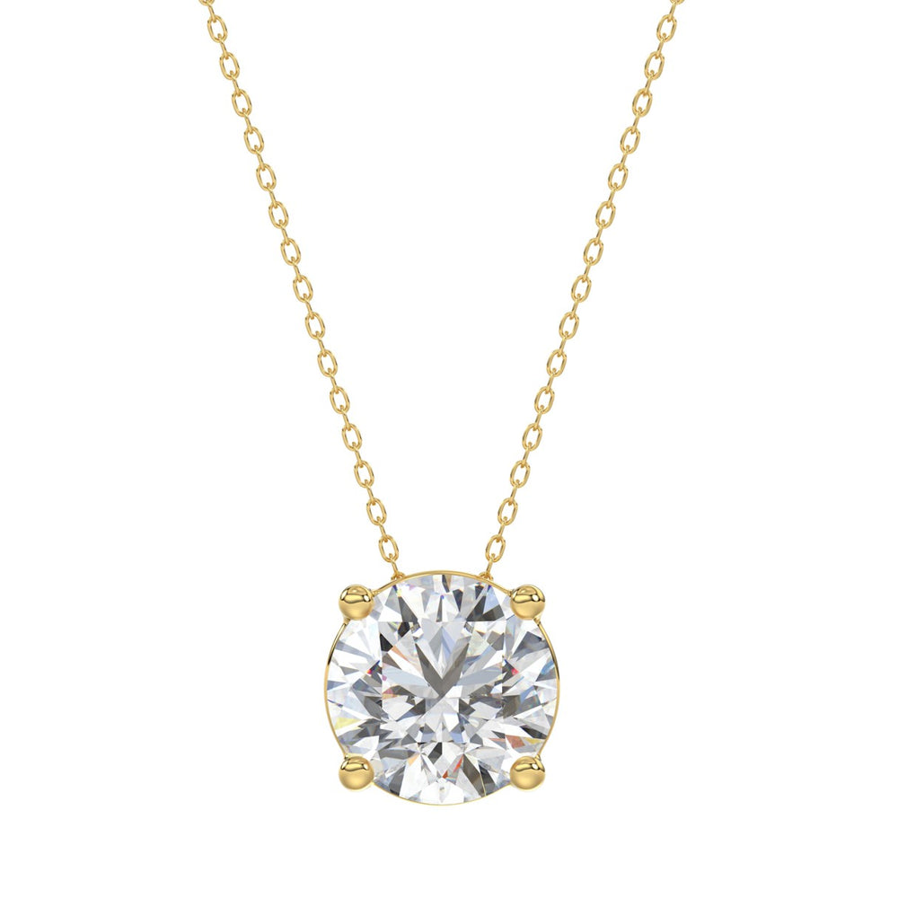 LADIES SOLITAIRE PENDANT WITH UNDER-PASS CHAIN 2 1/2CT ROUND DIAMOND 14K YELLOW GOLD