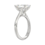LADIES SOLITAIRE RING 4CT EMERALD DIAMOND 14K WHITE GOLD