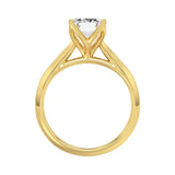 LADIES SOLITAIRE RING 4CT EMERALD DIAMOND 14K YELLOW GOLD