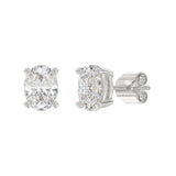 LADIES SOLITAIRE EARRINGS 4.00CT OVAL DIAMOND 14K WHITE GOLD (CENTER STONE OVAL DIAMOND 2.00CT)