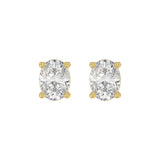LADIES SOLITAIRE EARRINGS 4.00CT OVAL DIAMOND 14K YELLOW GOLD (CENTER STONE OVAL DIAMOND 2.00CT)