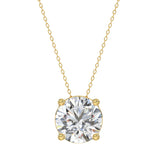 LADIES SOLITAIRE PENDANT WITH UNDER-PASS CHAIN 4CT ROUND DIAMOND 14K YELLOW GOLD
