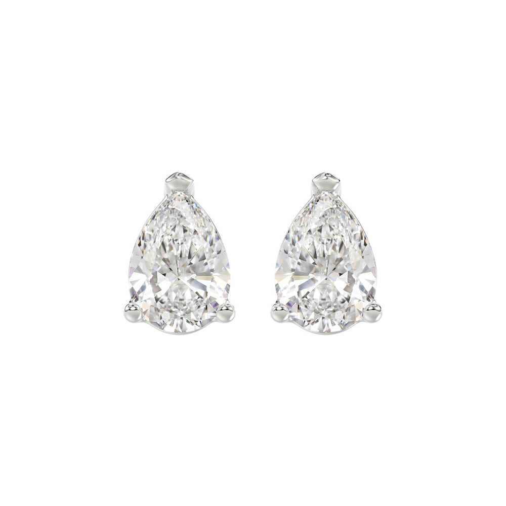 LADIES SOLITAIRE EARRINGS 4.00CT PEAR DIAMOND 14K WHITE GOLD