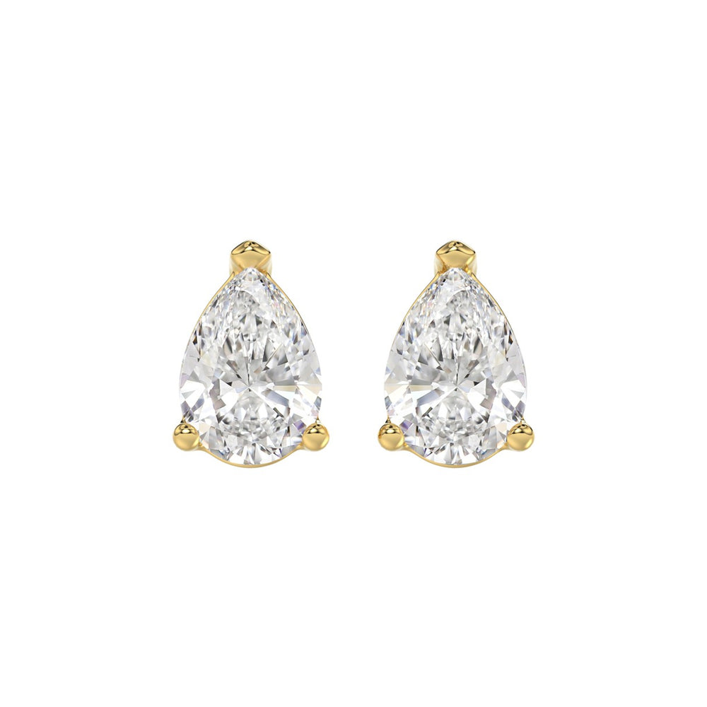 LADIES SOLITAIRE EARRINGS 4.00CT PEAR DIAMOND 14K YELLOW GOLD