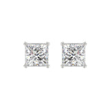LADIES SOLITAIRE EARRINGS 4CT PRINCESS DIAMOND 14K WHITE GOLD