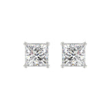 LADIES SOLITAIRE EARRINGS 4CT PRINCESS DIAMOND 14K WHITE GOLD