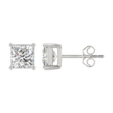 LADIES SOLITAIRE EARRINGS 4CT PRINCESS DIAMOND 14K WHITE GOLD
