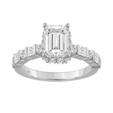 14K WHITE GOLD 2 3/4CT ROUND/PRINCESS/EMERALD DIAMOND LADIES RING (CENTER STONE EMERALD DIAMOND 2.00CT)