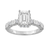 14K WHITE GOLD 2 3/4CT ROUND/PRINCESS/EMERALD DIAMOND LADIES RING (CENTER STONE EMERALD DIAMOND 2.00CT)