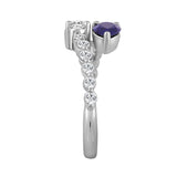 LADIES RING 1 1/2CT ROUND/PEAR BLUE/OVAL DIAMOND 14K WHITE GOLD