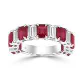 LADIES BAND 2CT ROUND/EMERALD/RUBY DIAMOND 14K WHITE GOLD