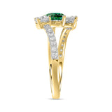 14K YELLOW GOLD 1 1/4CT ROUND/PEAR EMERALD GREEN DIAMOND LADIES RING (GREEN EMERALD PEAR1/2CT)