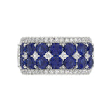14K WHITE GOLD 4.00CT ROUND/ROUND BLUE SAPPHIRE DIAMOND LADIES RING