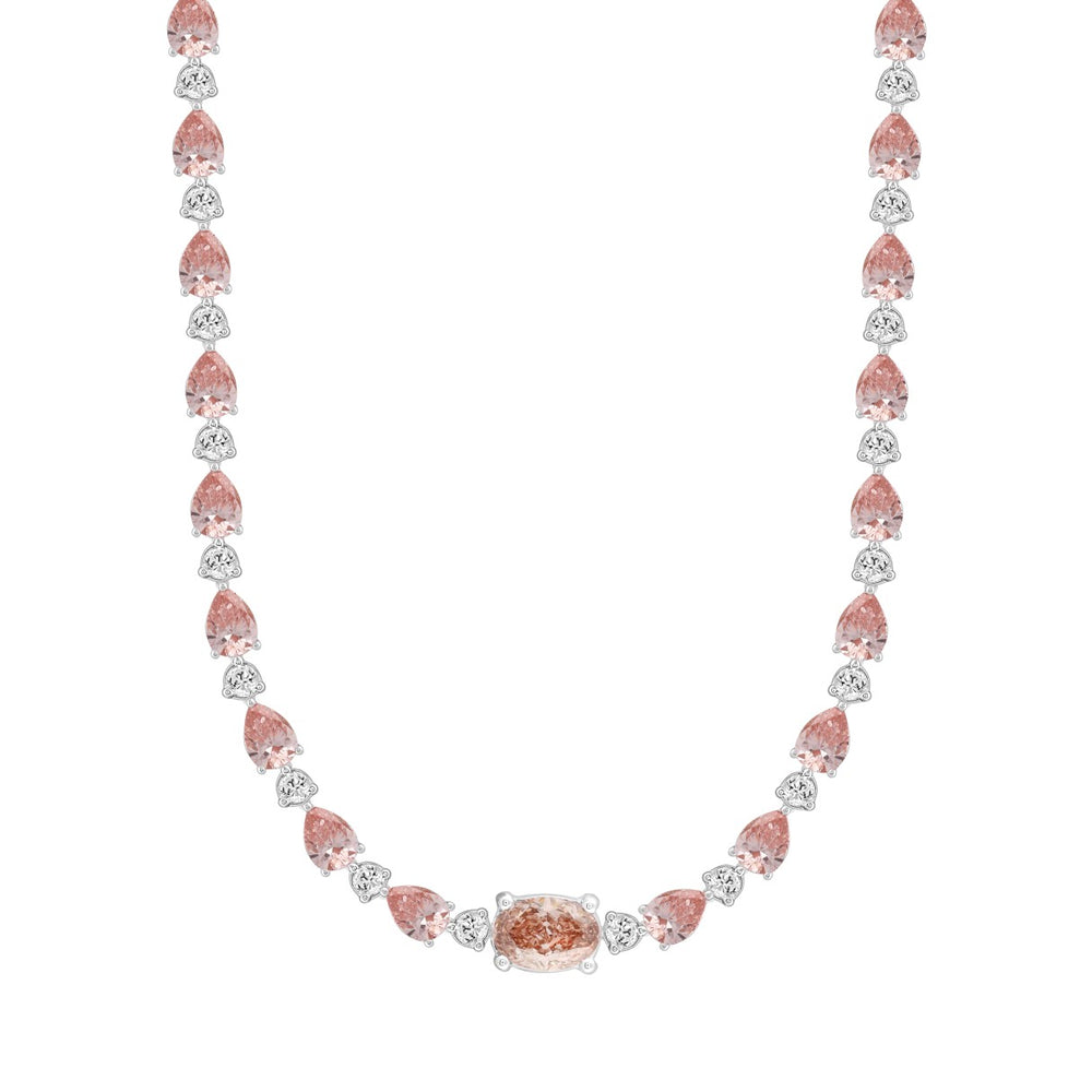 LADIES NECKLACE 15CT ROUND/PEAR/OVAL DIAMOND 14K WHITE/ROSE GOLD