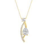 14K YELLOW GOLD 1.00CT ROUND/PEAR DIAMOND LADIES PENDANT
