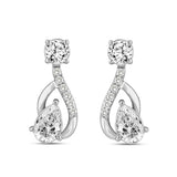 LADIES EARRINGS 1 1/2CT ROUND/PEAR DIAMOND 14K WHITE GOLD (CENTER STONE PEAR DIAMOND 1.00CT)
