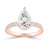 14K ROSE GOLD 1/2CT ROUND/PEAR DIAMOND LADIES RING (CENTER STONE PEAR DIAMOND 2CT)