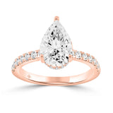 14K ROSE GOLD 1/2CT ROUND/PEAR DIAMOND LADIES RING (CENTER STONE PEAR DIAMOND 2CT)