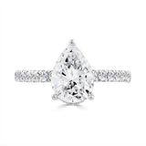 14K WHITE GOLD 1/2CT ROUND/PEAR DIAMOND LADIES RING (CENTER STONE PEAR DIAMOND 2CT)
