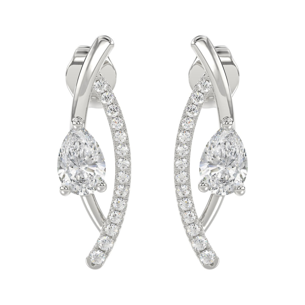 14K WHITE GOLD 1.00CT ROUND/PEAR DIAMOND LADIES EARRINGS