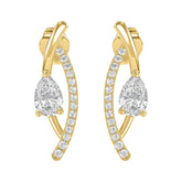 14K YELLOW GOLD 1.00CT ROUND/PEAR DIAMOND LADIES EARRINGS