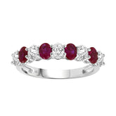 LADIES BAND 3/4CT ROUND/OVAL RUBY DIAMOND 14K WHITE GOLD (OVAL RUBY DIAMOND 1CT )