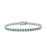 LADIES BRACELET 3CT ROUND/ROUND GREEN EMERALD DIAMOND 14K WHITE GOLD (ROUND GREEN EMERALD DIAMOND 2 3/4CT )