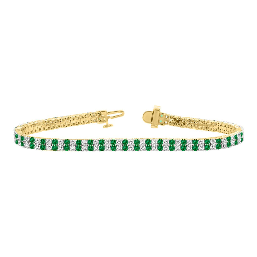 LADIES BRACELET 3CT ROUND/EMERALD DIAMOND 14K YELLOW GOLD (CENTER STONE ROUND/EMERALD DIAMOND 2 3/4CT )