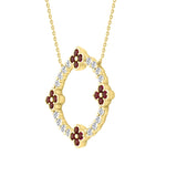 14K YELLOW GOLD 5/8CT ROUND/ROUND RUBY DIAMOND LADIES PENDANT WITH CHAIN