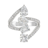 14K WHITE GOLD 2 1/2CT ROUND/EMERALD/PEAR/OVAL DIAMOND LADIES RING