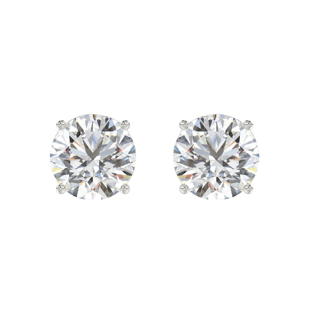 LADIES SOLITAIRE EARRINGS 6CT ROUND DIAMOND 14K WHITE GOLD