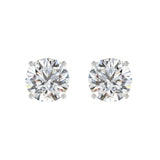 LADIES SOLITAIRE EARRINGS 6CT ROUND DIAMOND 14K WHITE GOLD