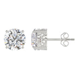 LADIES SOLITAIRE EARRINGS 6CT ROUND DIAMOND 14K WHITE GOLD