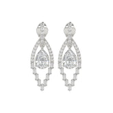 14K WHITE GOLD 2.00CT ROUND/BAGUETTE/PEAR DIAMOND LADIES EARRINGS