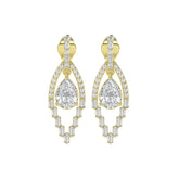14K YELLOW GOLD 2.00CT ROUND/BAGUETTE/PEAR DIAMOND LADIES EARRINGS