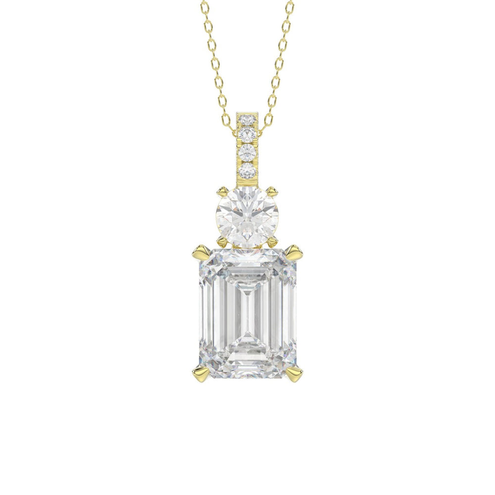 LADIES PENDANT 1 3/4CT ROUND/EMERALD DIAMOND 14K YELLOW GOLD (CENTER STONE EMERALD DIAMOND 1 1/2CT)