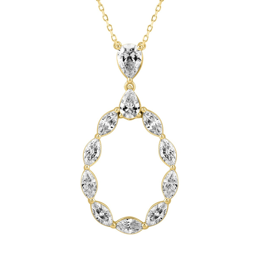 LADIES PENDANT WITH CHAIN 2 1/2CT MARQUISE/PEAR DIAMOND 14K YELLOW GOLD