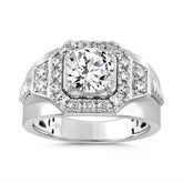 MENS RING 2 3/4CT ROUND DIAMOND 14K WHITE GOLD (CENTER STONE ROUND DIAMOND 2.00CT)