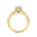 LADIES RING 2 1/2CT ROUND/BAGUETTE/EMERALD DIAMOND 14K YELLOW GOLD (CENTER STONE EMERALD DIAMOND 2.00CT)