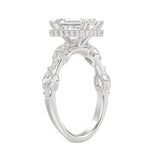 LADIES RING 3 1/2CT ROUND/MARQUISE/EMERALD DIAMOND 14K WHITE GOLD (CENTER STONE EMERALD DIAMOND 3.00CT)