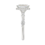 LADIES RING 3 1/2CT ROUND/MARQUISE/EMERALD DIAMOND 14K WHITE GOLD (CENTER STONE EMERALD DIAMOND 3.00CT)