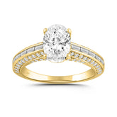 LADIES RING 2 1/2CT ROUND/BAGUETTE/OVAL DIAMOND 14K YELLOW GOLD (CENTER STONE OVAL DIAMOND 2CT)