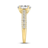 LADIES RING 2 1/2CT ROUND/BAGUETTE/OVAL DIAMOND 14K YELLOW GOLD (CENTER STONE OVAL DIAMOND 2CT)