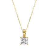 LADIES SOLITAIRE PENDANT WITH CHAIN 1/2CT PRINCESS DIAMOND 18K YELLOW GOLD