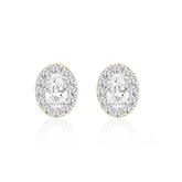 LADIES EARRINGS 1.00CT ROUND/OVAL DIAMOND 18K YELLOW GOLD